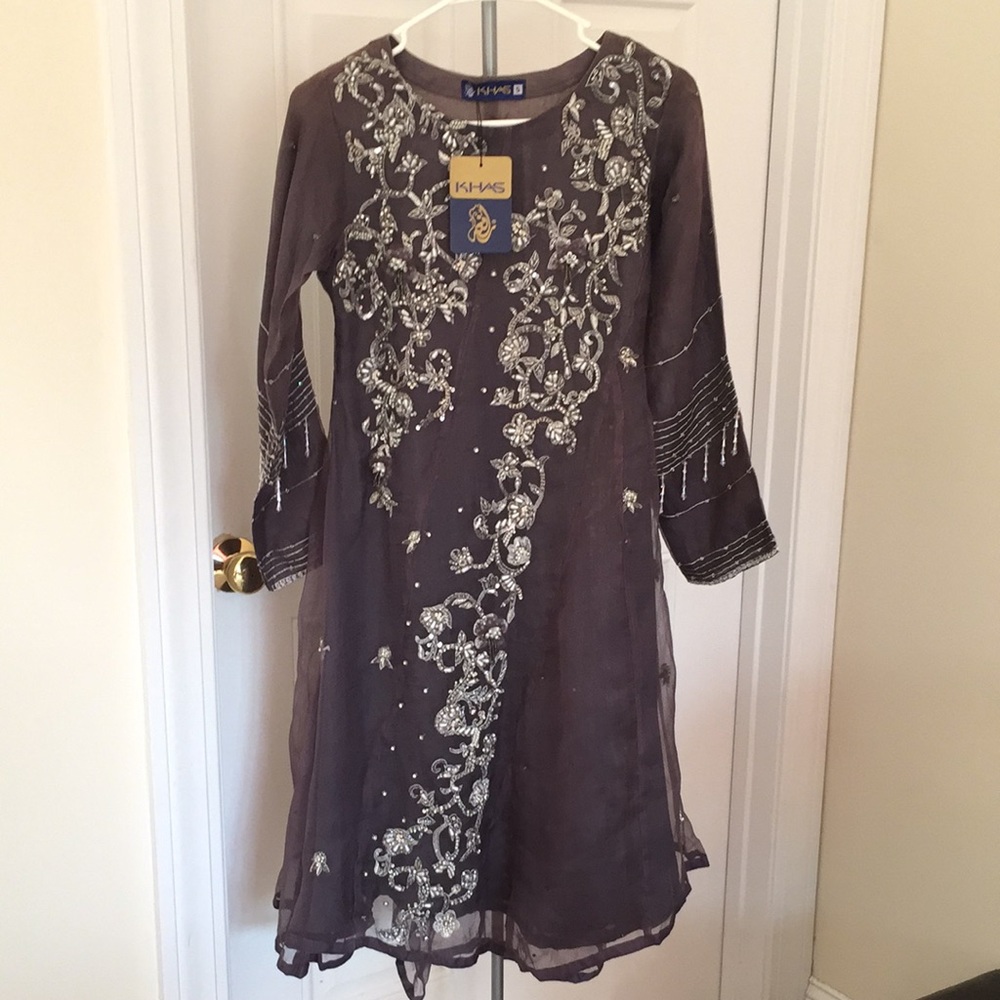 brand new organza gray Pakistani/ Indian dress